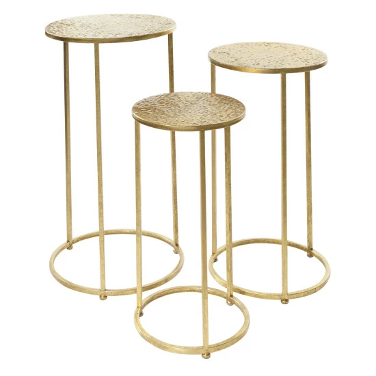 Best deal 👏 Studio 350 Gold Iron Glam Accent Table (Set Of 3) - 16 X 16 X 28Round 🎁 - Image 2