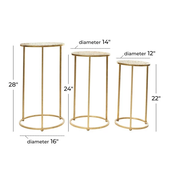 Best deal 👏 Studio 350 Gold Iron Glam Accent Table (Set Of 3) - 16 X 16 X 28Round 🎁 - Image 5