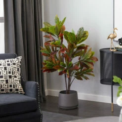 Top 10 ๐ Studio 350 49-in. Green And Red Faux Croton In Black Planter - 34 X 33 X 49 โค๏ธ