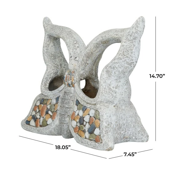 Best deal ๐ Studio 350 Gray Fiberglass Indoor Outdoor Planter With Stone Mosaic Design Grey - Heart ๐ - Image 6