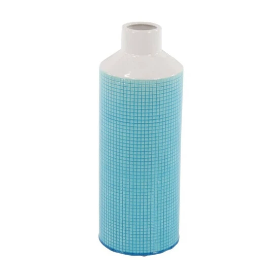 New 😉 Studio 350 20 Inch Contemporary Ceramic Blue And White Spouted Vase Aqua 👍 - Image 2