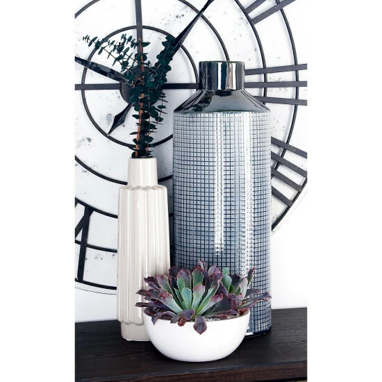 New 😉 Studio 350 20 Inch Contemporary Ceramic Blue And White Spouted Vase Aqua 👍 - Image 5