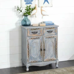 Budget ❤️ Studio 350 Gray Wood Intricately Carved Vintage Cabinet Grey - 👗 Dresser 🔔