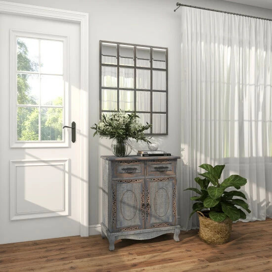 Budget ❤️ Studio 350 Gray Wood Intricately Carved Vintage Cabinet Grey - 👗 Dresser 🔔 - Image 2