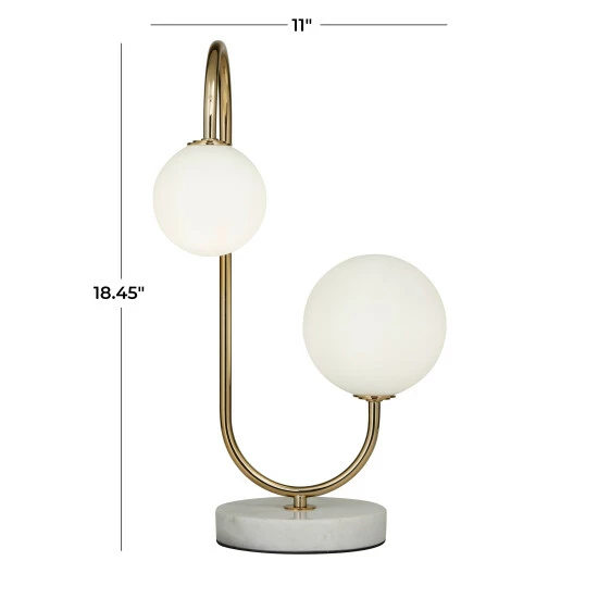 Cheapest 🤩 Studio 350 Metal Orb 2 Bulb Table Lamp With Marble Base Gold - White Base ✨ - Image 5