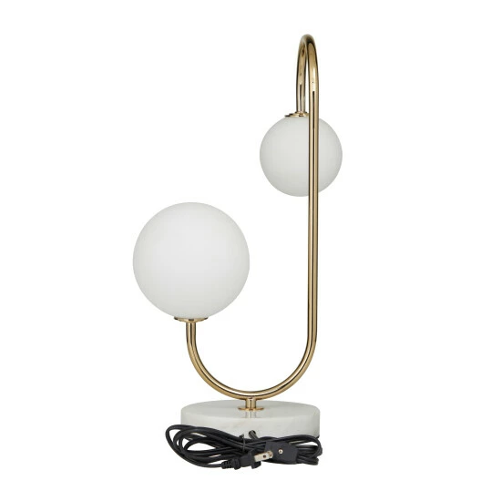 Cheapest 🤩 Studio 350 Metal Orb 2 Bulb Table Lamp With Marble Base Gold - White Base ✨ - Image 6