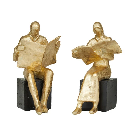 Discount ๐ฏ Studio 350 Gold Polystone Glam Bookends (Set Of 2) - S/2 8"W, 4"H ๐ - Image 2