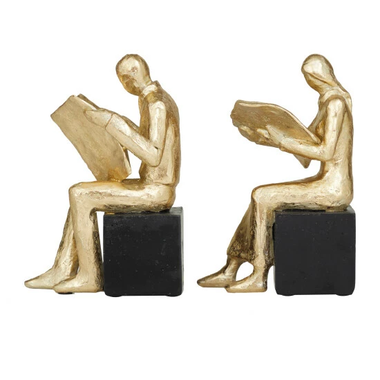 Discount ๐ฏ Studio 350 Gold Polystone Glam Bookends (Set Of 2) - S/2 8"W, 4"H ๐ - Image 3