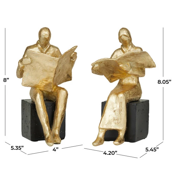 Discount ๐ฏ Studio 350 Gold Polystone Glam Bookends (Set Of 2) - S/2 8"W, 4"H ๐ - Image 6