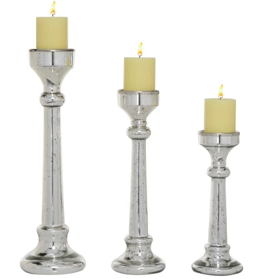 Buy ๐ Studio 350 Glass Vintage Candle Holder (Set Of 3) - S/3 12", 16", 19"H Green โค๏ธ - Image 2