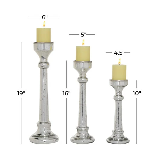 Buy ๐ Studio 350 Glass Vintage Candle Holder (Set Of 3) - S/3 12", 16", 19"H Green โค๏ธ - Image 5