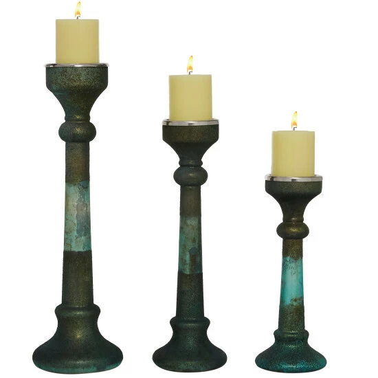 Buy ๐ Studio 350 Glass Vintage Candle Holder (Set Of 3) - S/3 12", 16", 19"H Green โค๏ธ - Image 8