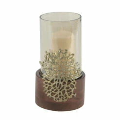 Wholesale 🎁 Studio 350 Gold Wood Coastal Candle Holder 12 X 6 X 6 ⌛