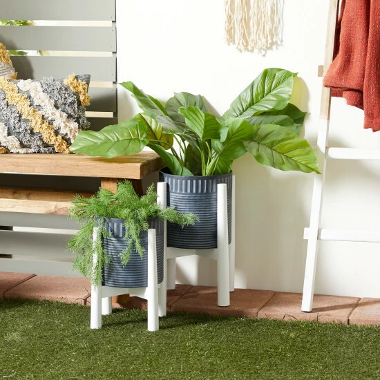 Budget ๐ Studio 350 Iron Coastal Planter (Set Of 2) - 10 X 10 X 18 White ๐