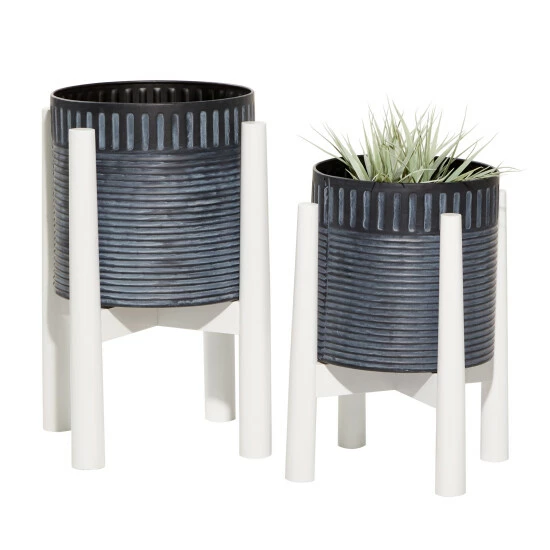 Budget ๐ Studio 350 Iron Coastal Planter (Set Of 2) - 10 X 10 X 18 White ๐ - Image 2