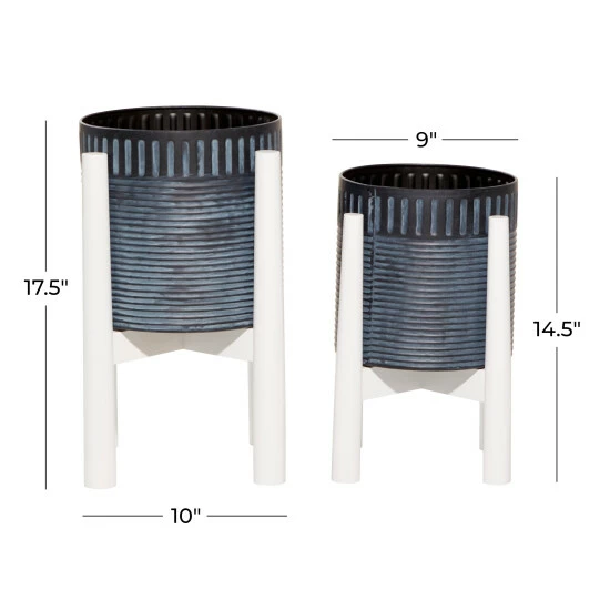 Budget ๐ Studio 350 Iron Coastal Planter (Set Of 2) - 10 X 10 X 18 White ๐ - Image 6