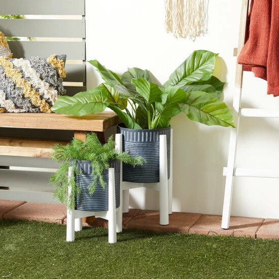 Budget ๐ Studio 350 Iron Coastal Planter (Set Of 2) - 10 X 10 X 18 White ๐ - Image 8