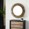 Buy 🎉 Studio 350 Brown Rattan Farmhouse Wall Mirror 32 X 32 X 5 - 32 X 5 X 32Round 🔔