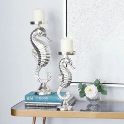 Deals 😀 Studio 350 Aluminum Seahorse Candle Holder (Set Of 2) - S/2 S/2 18", 14"H Gold 🧨