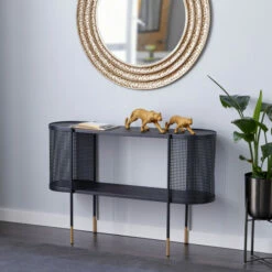 Promo 👍 Studio 350 Black Iron Contemporary Console Table 32 X 47 X 15 - 47 X 15 X 32 🧨