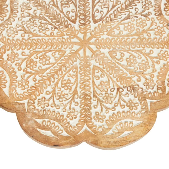 Hot Sale 🤩 Studio 350 Brown Wood Farmhouse Cake Stand 2 X 15 X 15 - 15 X 15 X 2Round 😀 - Image 4