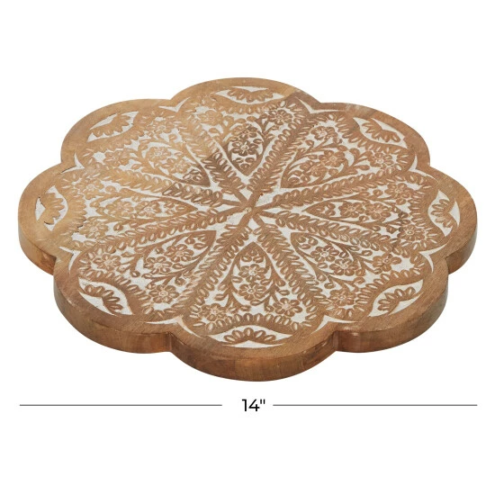 Hot Sale 🤩 Studio 350 Brown Wood Farmhouse Cake Stand 2 X 15 X 15 - 15 X 15 X 2Round 😀 - Image 5