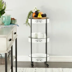 Brand new โจ Studio 350 White Iron Farmhouse Storage Cart 34 X 16 X 16 ๐ฅฐ