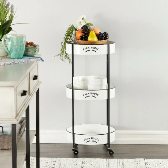 Brand new ✨ Studio 350 White Iron Farmhouse Storage Cart 34 X 16 X 16 🥰