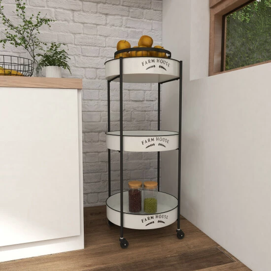Brand new ✨ Studio 350 White Iron Farmhouse Storage Cart 34 X 16 X 16 🥰 - Image 3
