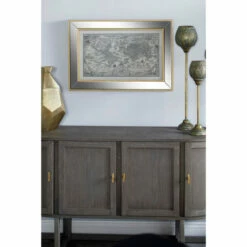 Cheap 🎉 Studio 350 Large Vintage Style Petrus Plancius World Map Illustration Textile In Rectangular Mirror And Gold Frame 28.5 X 19.5 🎁