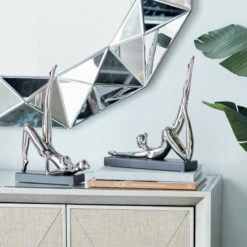 Buy ✨ Studio 350 Silver Porcelain Contemporary Sculpture People (Set Of 2) - S/2 12.75, 13"H ✔️