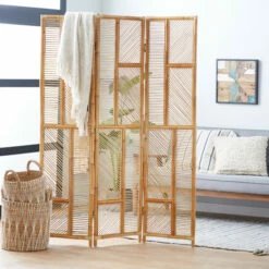 New 🔥 Studio 350 Brown Wood Contemporary Room Divider Screen 71 X 52 X 1 - 52 X 1 X 71 🛒