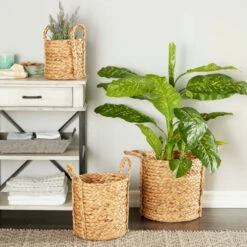 Outlet ✨ Studio 350 Dried Plant Material Coastal Basket (Set Of 3) - S/3 20", 17", 13"H Brown ⌛