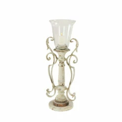 Wholesale 🔔 Studio 350 White Metal Vintage Candlestick Holders 19x7x6 - 7 X 6 X 19 🌟