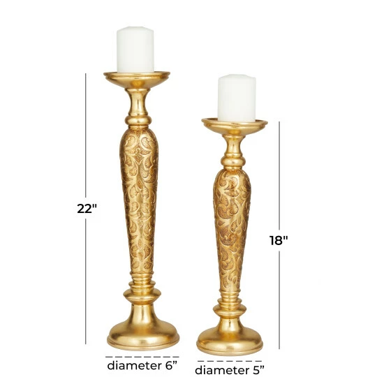 Cheap 🎉 Studio 350 Gold Polystone Traditional Candle Holders (Set Of 2) 👏 - Image 3