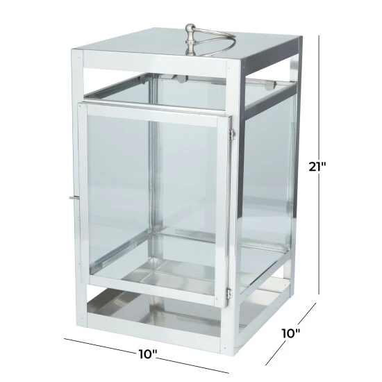 Outlet 🥰 Studio 350 Stainless Steel Contemporary Lantern - 10 X 10 X 21 Gold ⌛ - Image 6