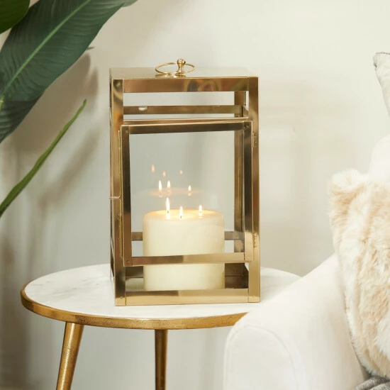 Outlet 🥰 Studio 350 Stainless Steel Contemporary Lantern - 10 X 10 X 21 Gold ⌛ - Image 8