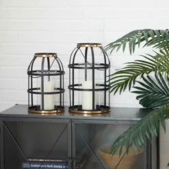 Flash Sale ✨ Studio 350 Black Iron Industrial Lantern (Set Of 2) - 9 X 9 X 14 🎉