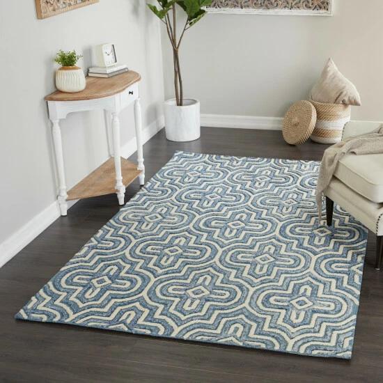 Best Sale ⭐ Studio 350 Blue Wool Modern Area Rug - 60 X 96 X 1 ✨