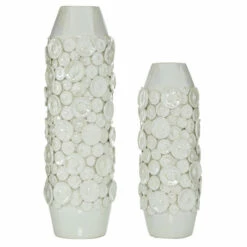 Cheap ⭐ Studio 350 White Ceramic Modern Vase (Set Of 2) - 7 X 7 X 22 ⌛