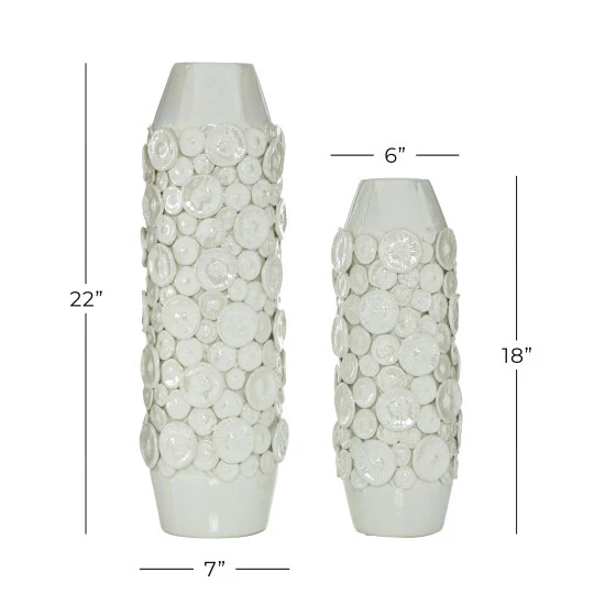 Cheap ⭐ Studio 350 White Ceramic Modern Vase (Set Of 2) - 7 X 7 X 22 ⌛ - Image 5