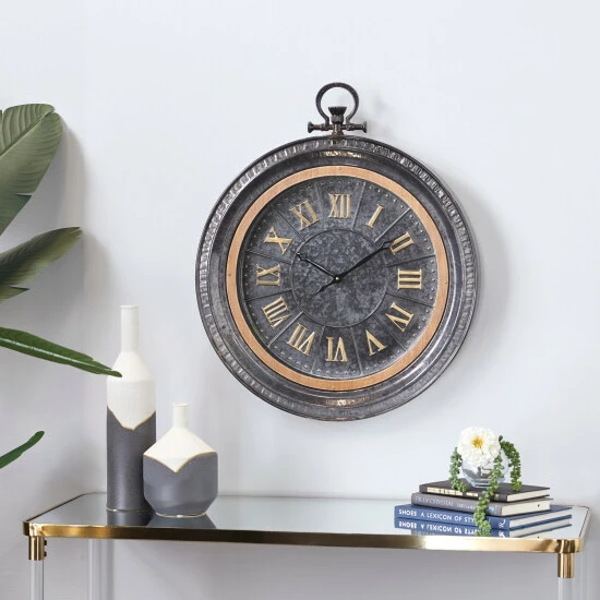 Best Pirce ๐ Studio 350 Black Iron Farmhouse Wall Clock 29 X 24 X 3 - 24 X 3 X 29 โจ