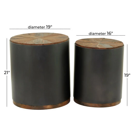 Budget ❤️ Studio 350 Black Metal Rustic Accent Table (Set Of 2) - S/2 21", 19"H 👏 - Image 5