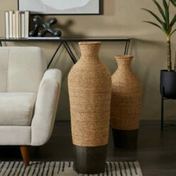 Promo 👏 Studio 350 Brown Seagrass Handmade Tall Woven Floor Vase 🤩