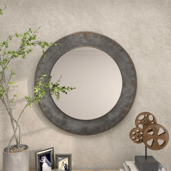 New ๐ Studio 350 Grey Metal Industrial Wall Mirror 35 X 35 X 4 - 35 X 4 X 35Round ๐คฉ - Image 5