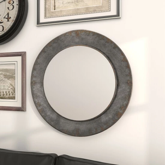New ๐ Studio 350 Grey Metal Industrial Wall Mirror 35 X 35 X 4 - 35 X 4 X 35Round ๐คฉ - Image 6