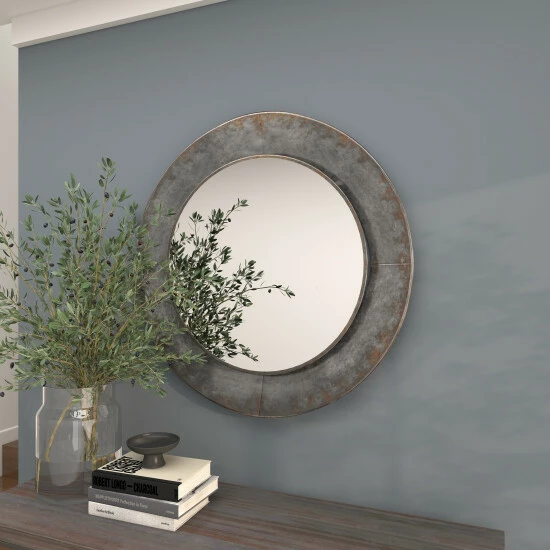 New ๐ Studio 350 Grey Metal Industrial Wall Mirror 35 X 35 X 4 - 35 X 4 X 35Round ๐คฉ - Image 7