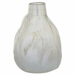Wholesale 🎁 Studio 350 White Glass Contemporary Vase 14 X 9 X 9 ❤️