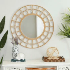 Best reviews of 🔥 Studio 350 Brown Bamboo Bohemian Wall Mirror - 35 X 35 X 1 🛒