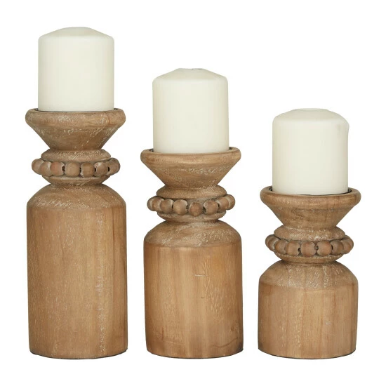 Top 10 😀 Studio 350 Wood Traditional Candle Holder ( Set Of 3) - S/3 10", 8", 6"H White 💯 - Image 2